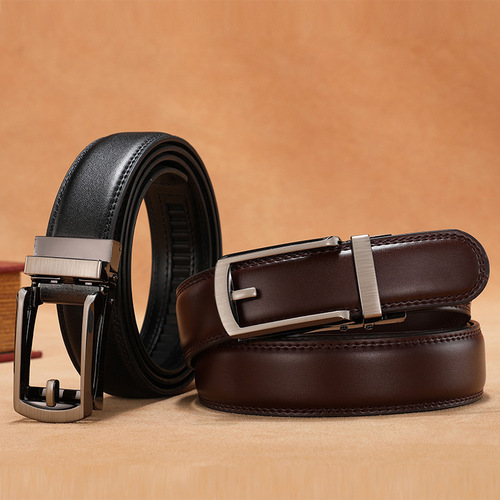 Cross-border fake pin buckle belt for men, genuine leather, casual, versatile, automatic buckle belt, fashionable and handsome trouser belt