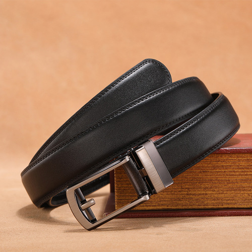 Cross-border fake pin buckle belt for men, genuine leather, casual, versatile, automatic buckle belt, fashionable and handsome trouser belt