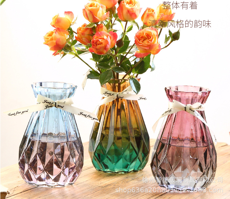 Florero de vidrio Flor al por mayor flor artificial hidropónico planta verde combinación ins estilo florero arreglo floral