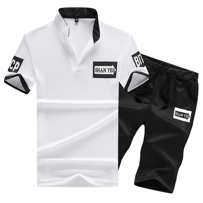 2025 Summer New Casual Sports Suit Men's Trendy 5-Point Shorts Fashion Men's Clothing Factory Direct Sale