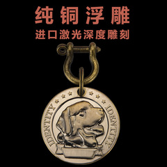 Embossed dog tag identity tag anti-lost tag engraving pet pure bronze medal Golden Retriever Bulldog Husky listing wholesale