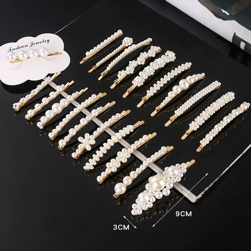 handmade Pearl Hair Clip, Woven Bow Design, 9 cm, Korean Simple Elegant