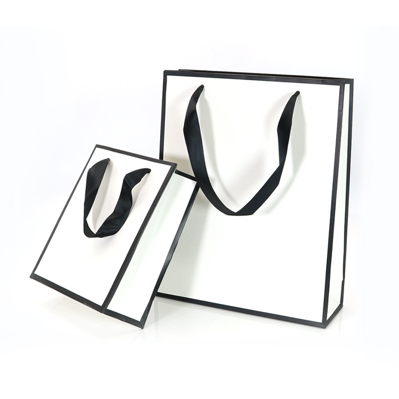 創意絲帶包裝袋 黑白兩色紙袋 珠寶手提袋 禮品袋logo