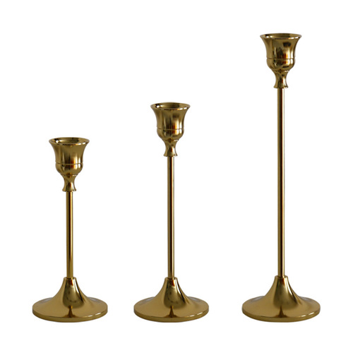 Nordic creative light luxury iron electroplated brass candlestick romantic wedding props decoration restaurant atmosphere decoration