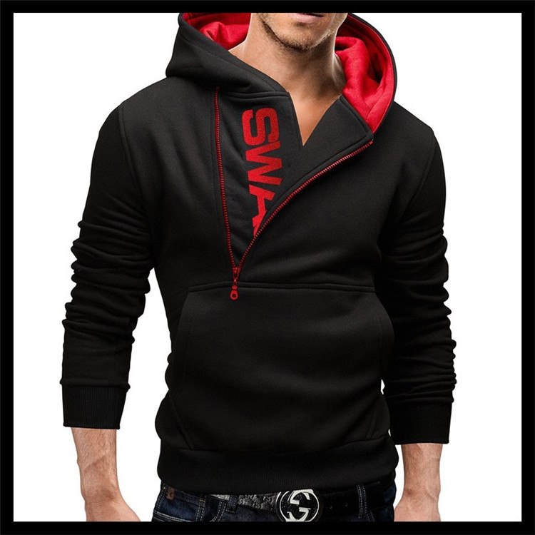 New men's side zippered oversized hoodie pullover autumn/winter hooded jacket_voghion.com