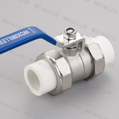 Floor heating water distributor high flow double union hot melt ppr pipe ball valve natural nickel plated brass valve Miller direct sales