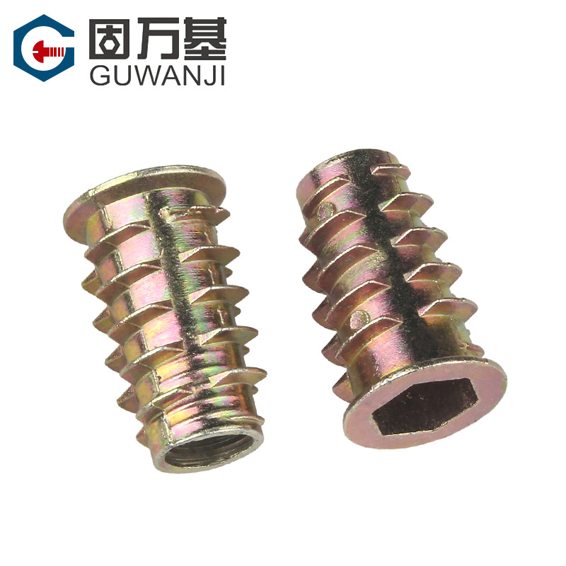 Aleación de hierro trapezoidal interno y externo dientes tuerca muebles hexágono piezas incrustadas tapón de rosca tornillo tipo T M4M5M6M8M10