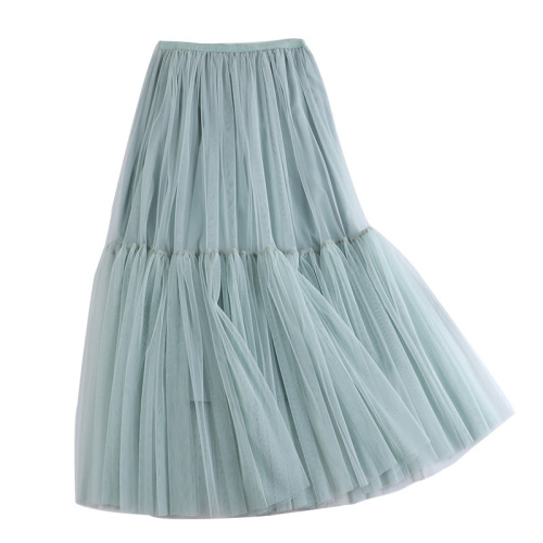 Mesh skirt 2022 autumn and winter new style versatile solid color bottoming skirt small fresh mid-length skirt fairy gauze skirt