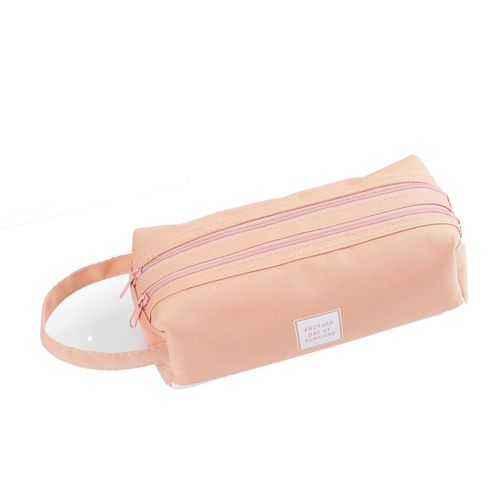 Large-capacity canvas pencil case for junior high school and primary school students, double-layer pencil case, simple multi-functional pencil case, stationery box wholesale