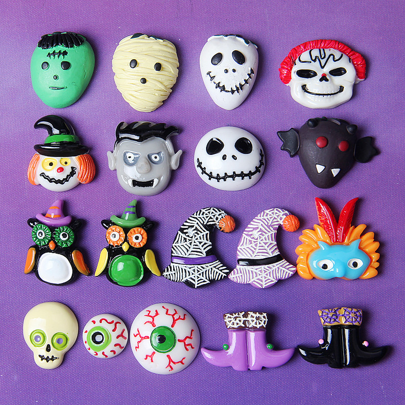 Halloween accessories resin ghost head voodoo doll bloodshot eyes patch diy phone case party accessories