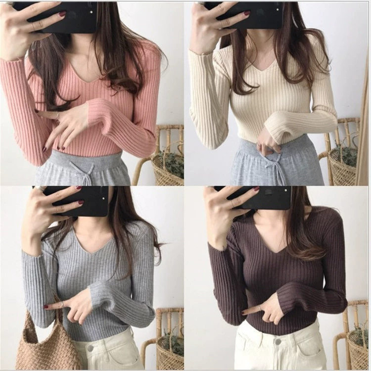 Demi-season knitted keep warm base body-friendly long-sleeve, retro sweater, with sleeve, tight
