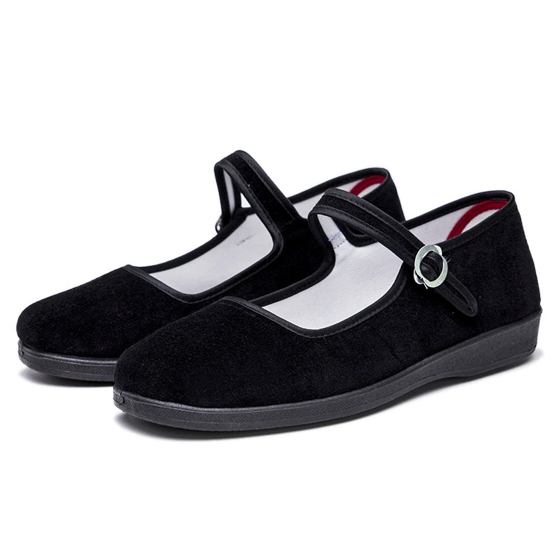 Старая пекинская обувь из ткани женская обувь одиночная обувь мягкая подошва на низком каблуке плоская рабочая обувь черная площадь танцевальная обувь этикет обувь мама обувь