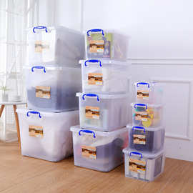 储物箱有盖塑料收纳箱衣物整理箱防尘柜子带轮移动家居加厚耐用