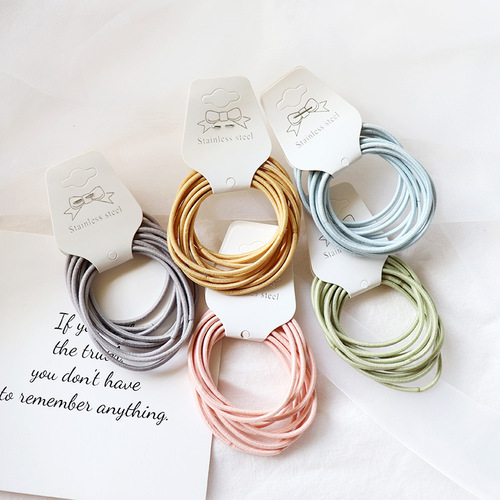 Packaged Korean and Japanese high elasticity candy color basic hair tie simple solid color headband hair clip hair accessory head accessory