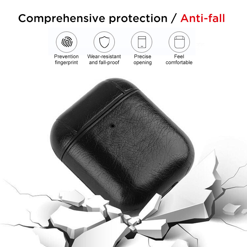 Aplicable airpods2 cuero PU auricular caso Bluetooth caja de almacenamiento cubierta protectora AirPods Funda de cuero