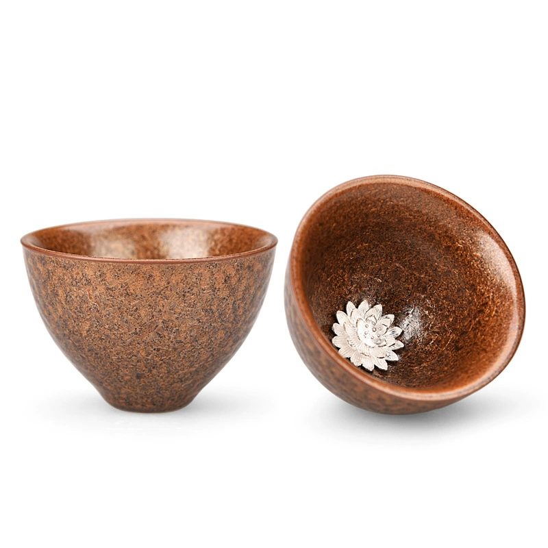 Керамическая чашка с серебряной рыбой Tianmu Kiln Change, инкрустированная серебряная чашка кунг-фу, печь киолна, керамика Tianmu стеклит персональная чашка