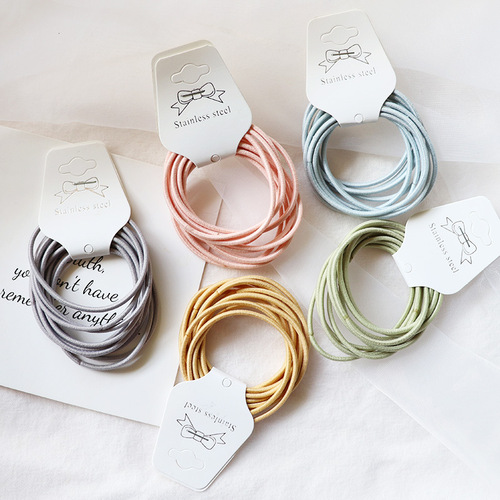 Packaged Korean and Japanese high elasticity candy color basic hair tie simple solid color headband hair clip hair accessory head accessory