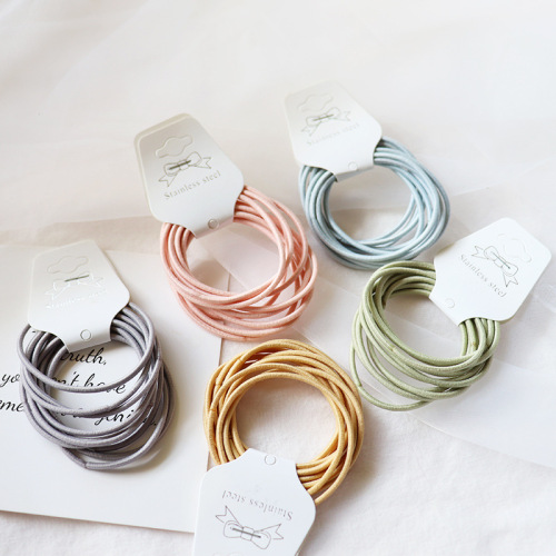 Packaged Korean and Japanese high elasticity candy color basic hair tie simple solid color headband hair clip hair accessory head accessory