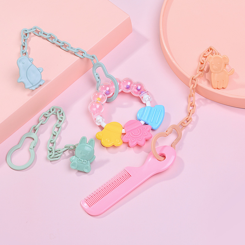 Chupete directo de fábrica cadena anti-gota Cadena de chupete negrita hebilla de seguridad clip bebé chupete cadena anti-perdida