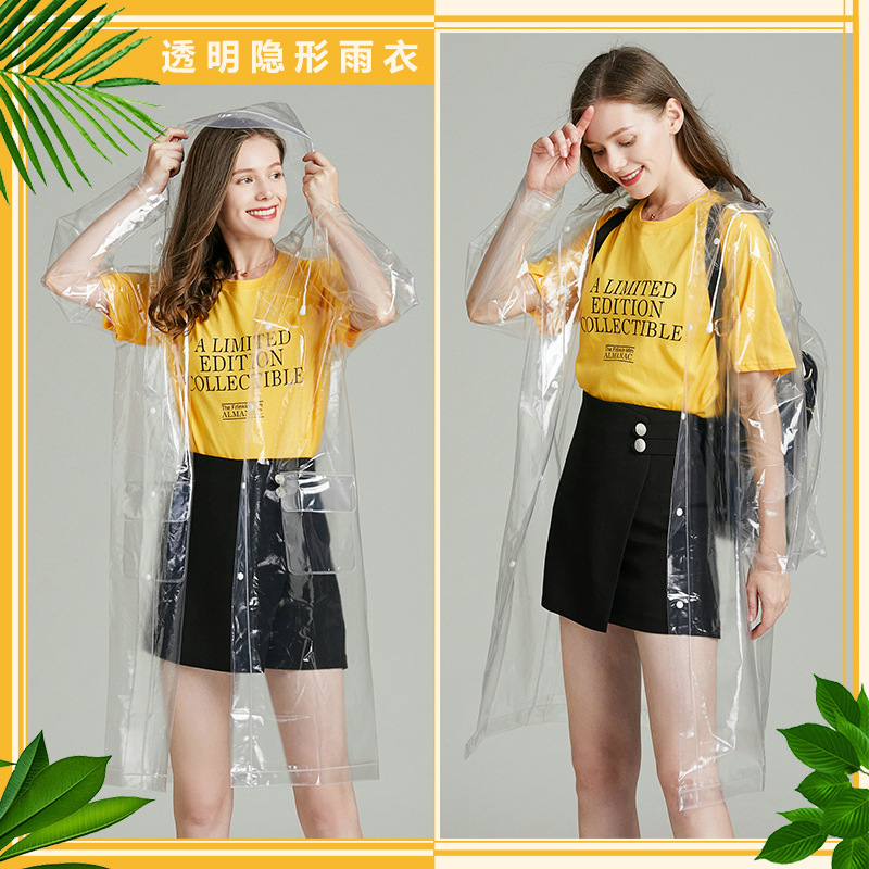 Outdoor Rainstorm Heavy Rain 2024 Fashion EVA Transparent Personality Raincoat Student Poncho Back Schoolbag Poncho Bicycle