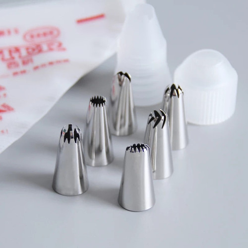 Thickened disposable decorating bag, reusable decorating bag, cake decorating nozzle tool set, large, medium and small, 100 pieces
