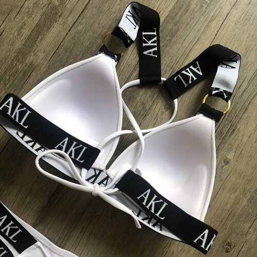 2020 AliExpress Amazon Letter Bikini Women's Split Push Up Bikini Hard Cup Swimsuit
