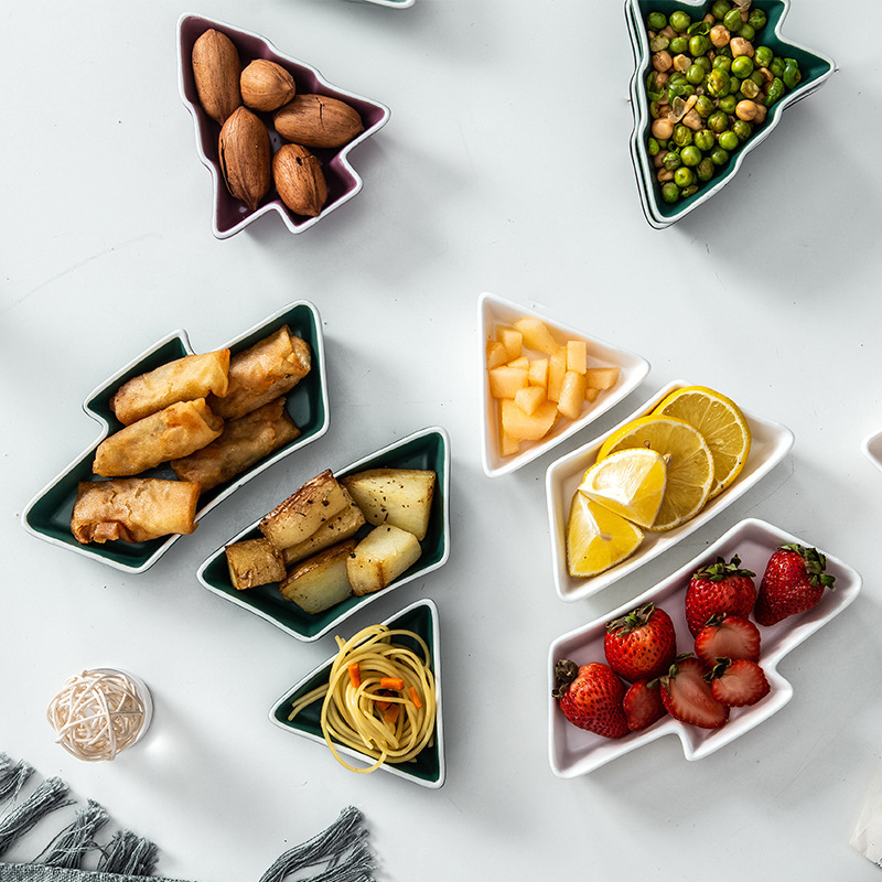 Cross-Border Nordic Style Creative Christmas Tree Household Snack Plate Christmas Snack Snack Plate Sauce Plate Ceramic Tableware