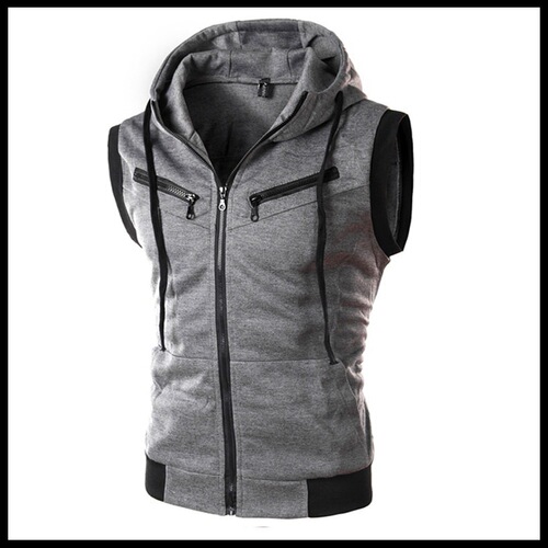 Wish Summer Men's Hooded Sleeveless Vest Solid Color Casual Slim Fit Vest WZ10A