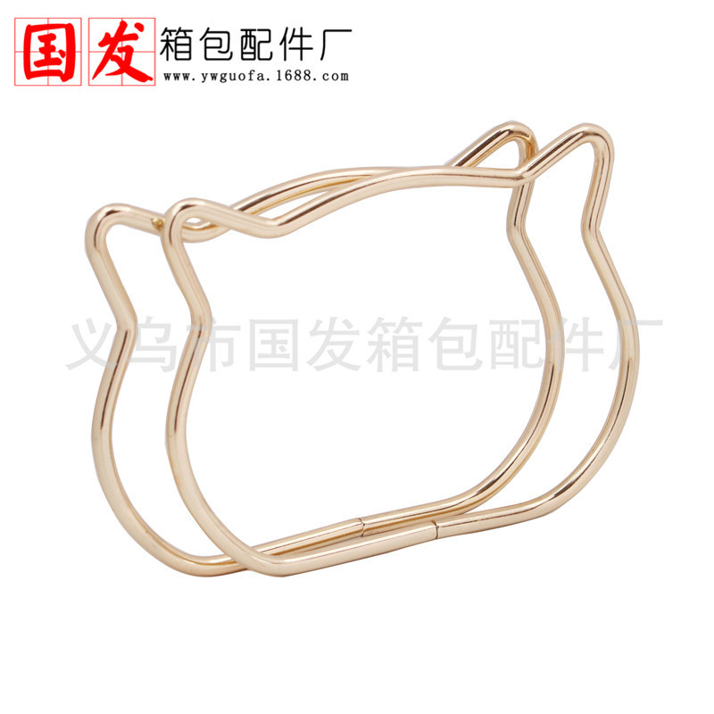 11cm de diámetro de gato brazalete de hierro brazalete de mano bolsa brazalete oro claro cabeza de gato