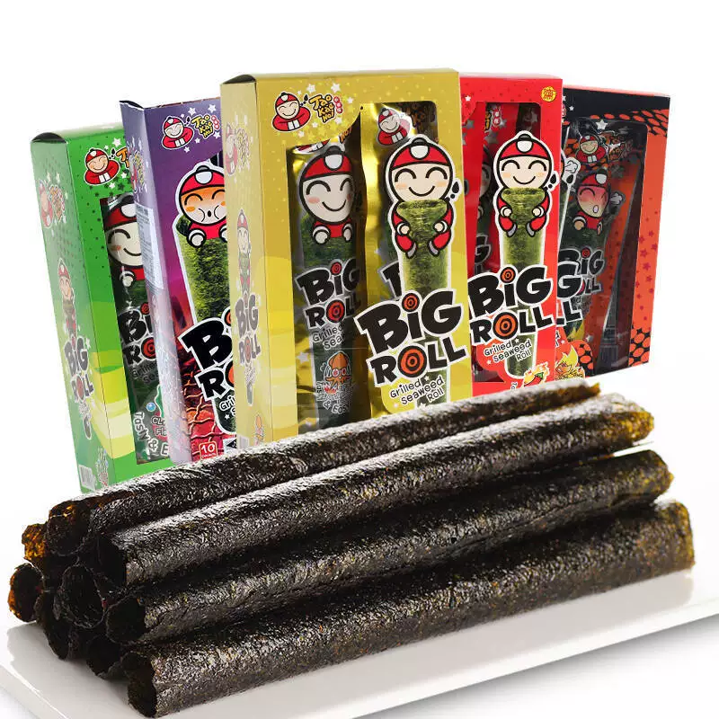 Grilled Seaweed Roll (Big Roll) Crispy Snack, Thailand Import, 32.4 g, Multi Flavors