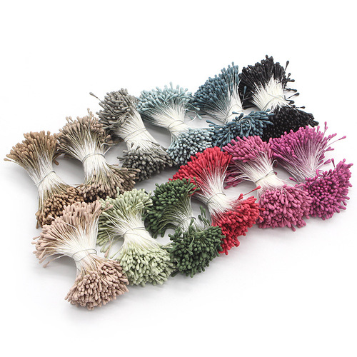 Cross-border hot sale 2mm stamens artificial flower material mixed color flower center round head bud flower handmade jewelry accessories