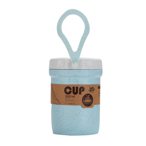 Anti-scalding breakfast cup Japanese soup cup portable wheat straw plastic water cup microwave heating sealed leak-proof soup can
