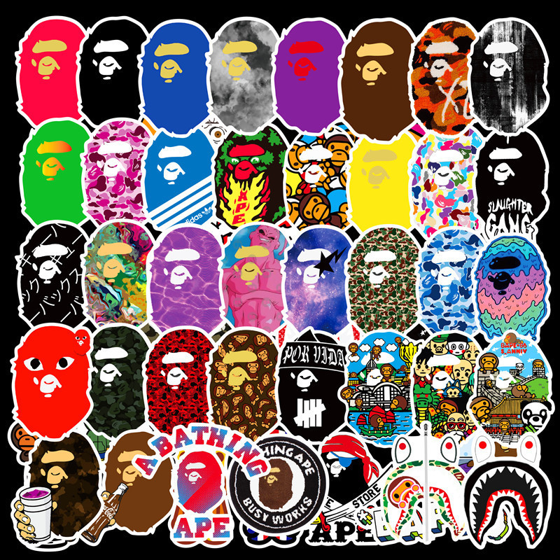 50-piece ape head angyi APE MONKEY trolley case skateboard notebook stickers hand account stickers