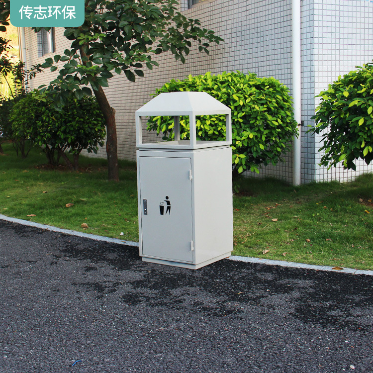 物业户外环卫单桶方形烤漆钢板垃圾桶专业厂家冷轧钢板烤漆果皮箱