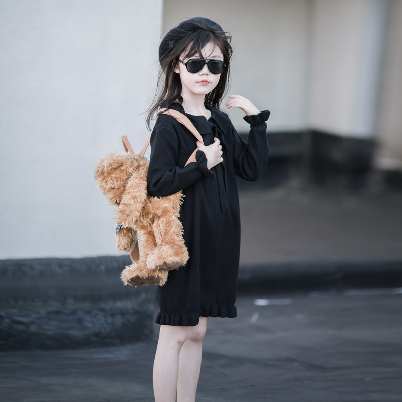 Ropa para padres e hijos vestido de suéter para niñas 2023 ropa de otoño e invierno para niños estilo coreano niña estilo occidental vestido de princesa de punto