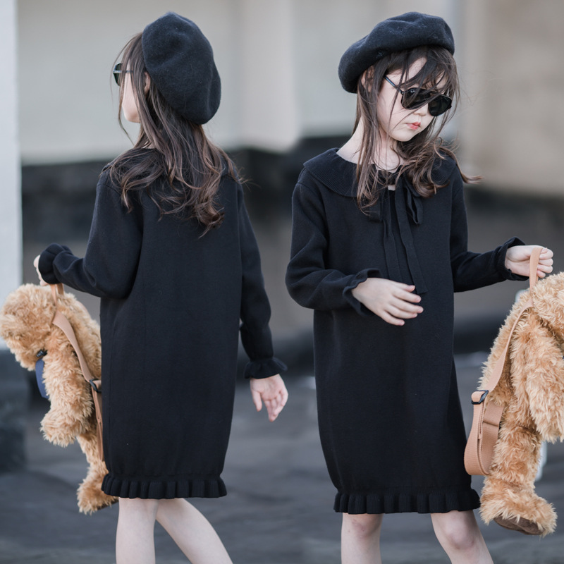 Ropa para padres e hijos vestido de suéter para niñas 2023 ropa de otoño e invierno para niños estilo coreano niña estilo occidental vestido de princesa de punto