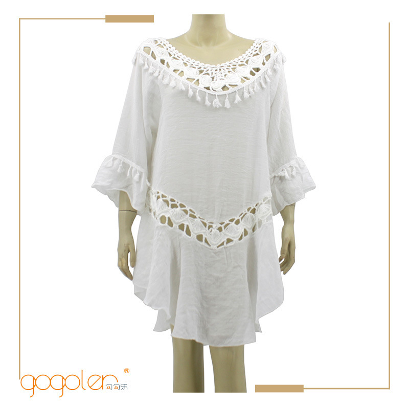 Factory direct supply AliExpress handmade crochet hollow blouse foreign trade new hand hook hollow bikini blouse skirt