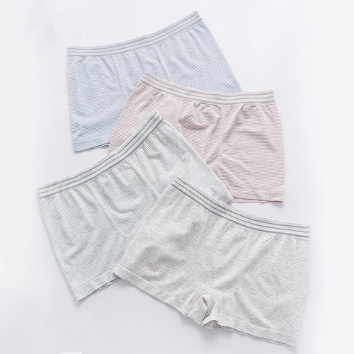 Seamless striped boys' boxer briefs new style super elastic mid-waist trousers large size modal men's boxer briefs
