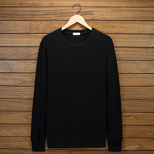 2025 Spring and Autumn New Men's Round Neck Casual Sweatshirt Solid Color Pullover Long Sleeve Pure Cotton Large Size Loose Base Shirt