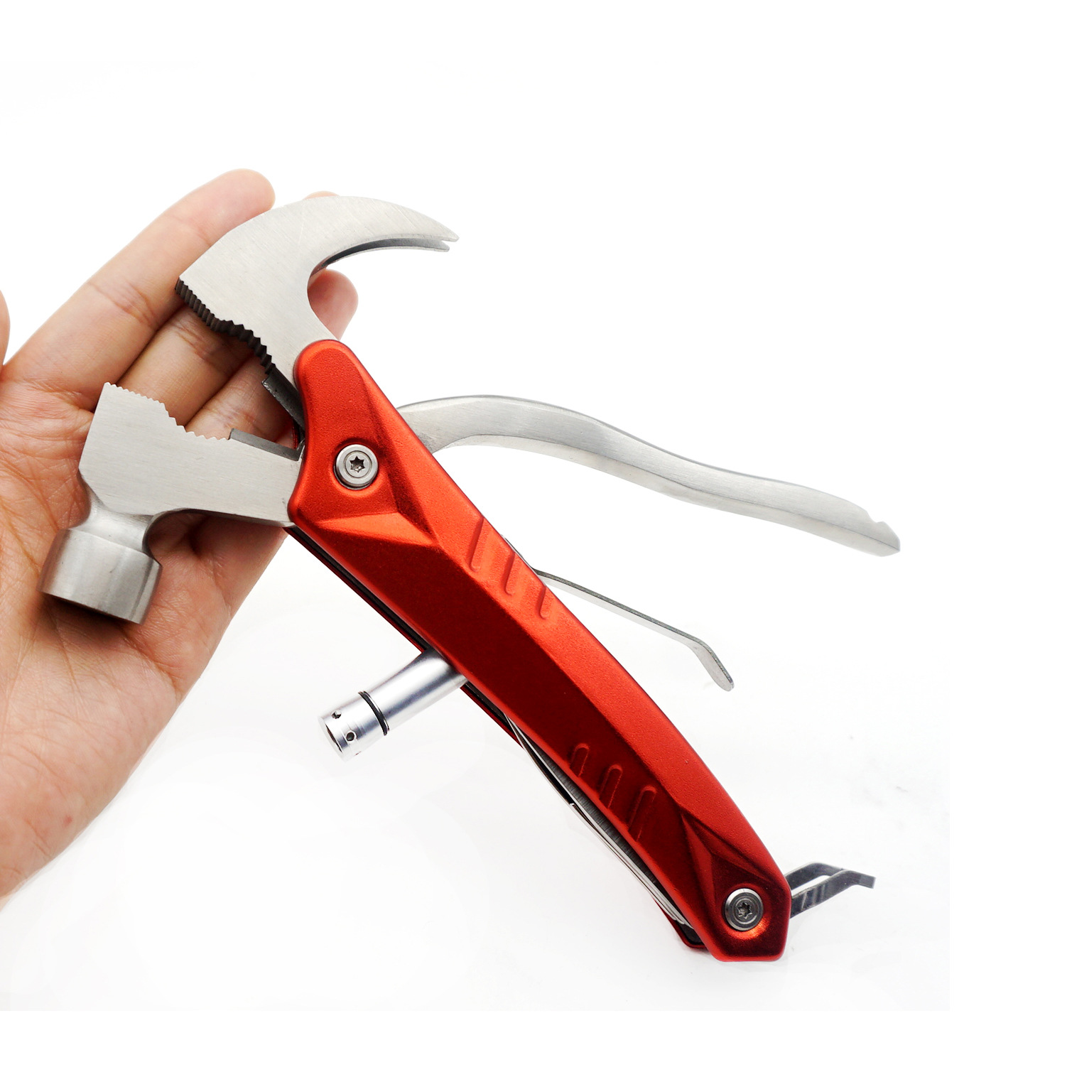 车载救生锤十合一户外便携救生组合多用途羊角锤五金工具刀