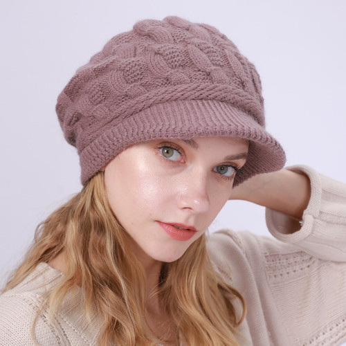 M9002 twist peaked cap new cross-border velvet thickened warm wool beret autumn and winter women's knitted hat