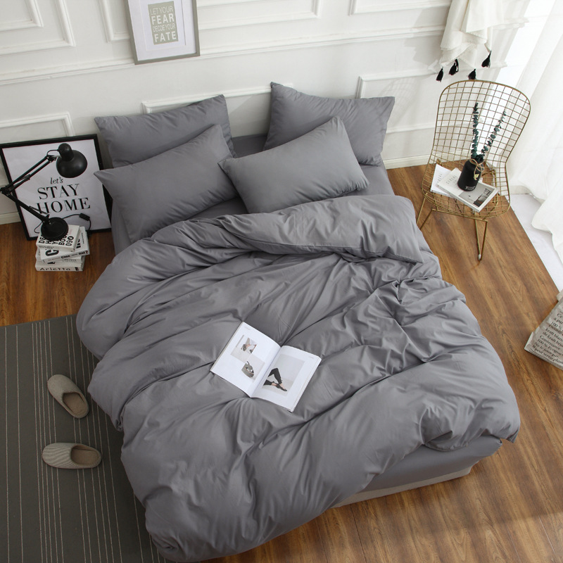 Spring New Product, Solid Color Nordic Ins Bedding Four-piece Set, Plain Home Textile Duvet Cover, Three-piece Set For_voghion.com