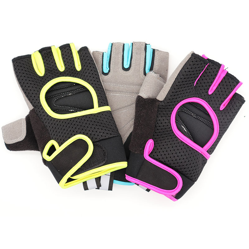 舒适透气健身哑铃力量训练露手背多色运动手套