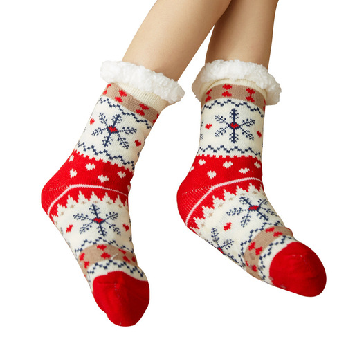 Christmas floor socks for adults, women's velvet home sleep socks, carpet socks, leg covers, anti-ski floor slippers socks wholesale