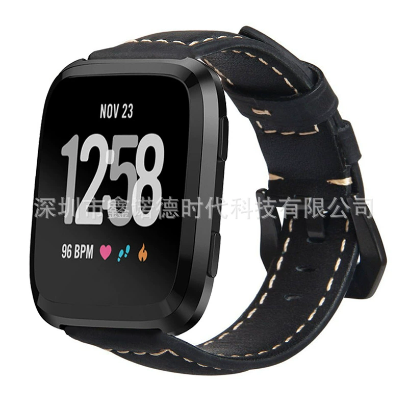 Applicable to Fitbit Versa leather leather raging leather wristband Fitbit Lite header cowhide strap