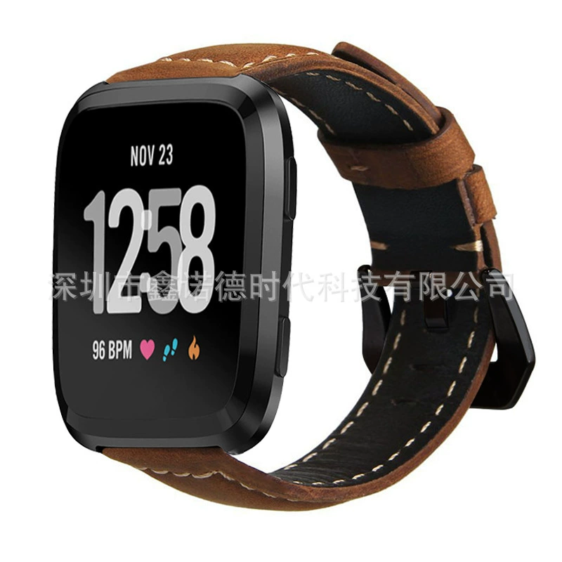 Applicable to Fitbit Versa leather leather raging leather wristband Fitbit Lite header cowhide strap