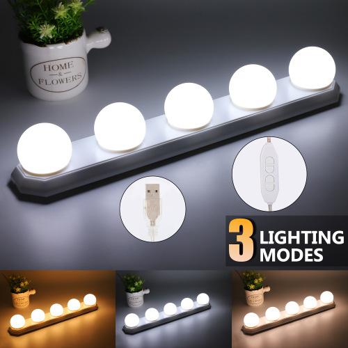 Amazon Hollywood Mirror Vanity LED Light with 5 Bulbs, Portable USB Rechargeable, Adhesive suction pad for Indoor Makeup Lighting