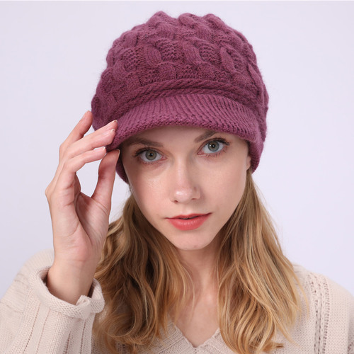 M9002 twist peaked cap new cross-border velvet thickened warm wool beret autumn and winter women's knitted hat