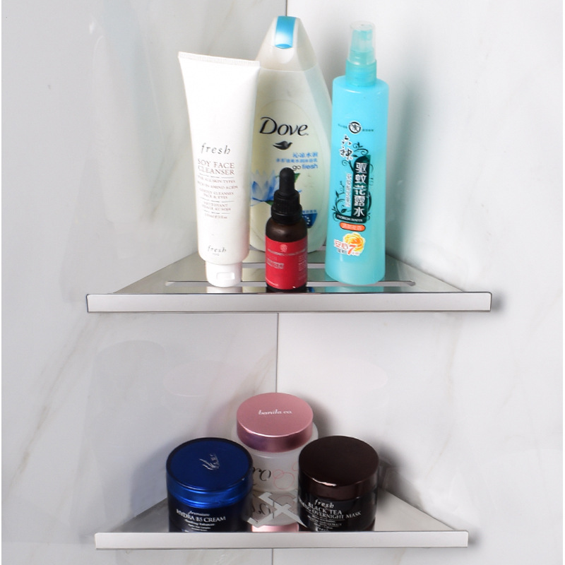 Venta al por mayor de ingeniería 304 Acero inoxidable triángulo rack de almacenamiento directo de fábrica baño esquina rack ponche-hotel gratis recomendar