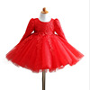 Dress with bow, lace small princess costume, suitable for import, long sleeve